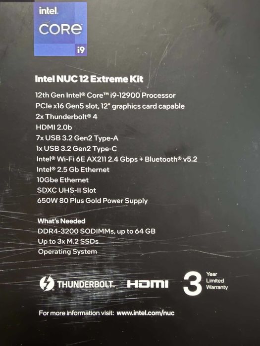 Intel NUC 12 Extreme Kit, SSD 512 GB Samsung 980 Pro, 64 GB RAM 3200 MHz, GPU Intel A770 16GB