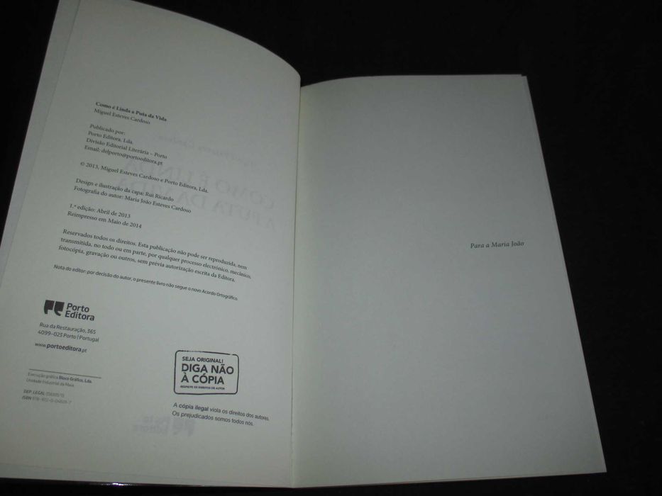 Livro Como é linda a puta da vida Miguel Esteves Cardoso