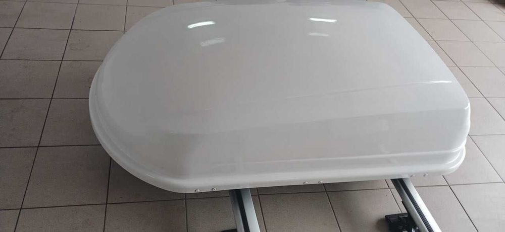 Автобокс Amos(Польща) 400 л + алюмінієві поперечини  (на плоский дах)