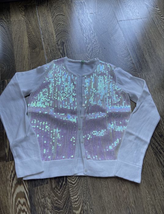 Benetton sweter cekiny roz. 150 cm