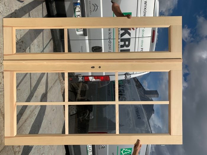 Drzwi Drewniane OD RĘKI sosnowe Dwuskrzydłowe Francuskie  Cała Polska