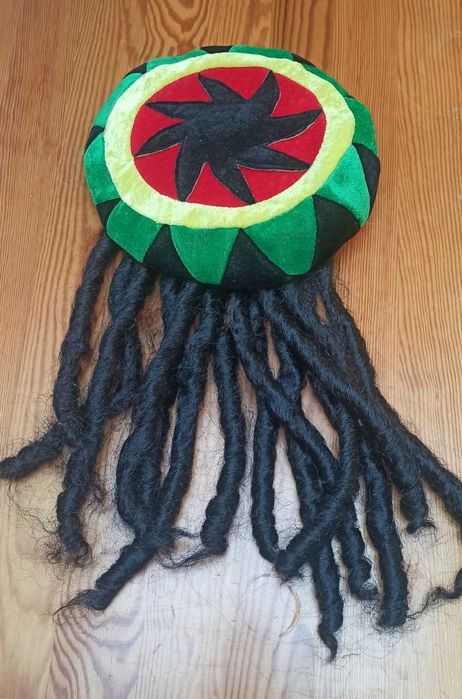 Przebranie czapka rasta dredy czarne kolorowe jamajski bucket