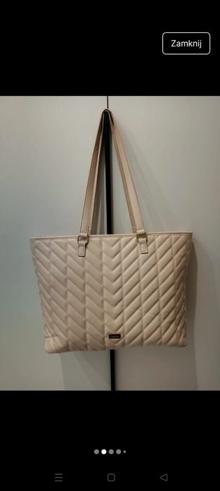 Duża torba shopperka pojemna beżowa sinsay