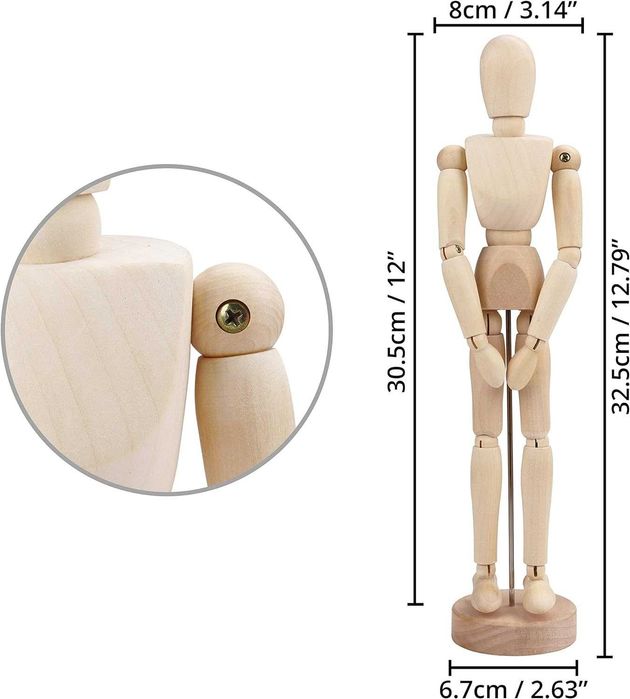 Nowy drewniany manekin / model / figurka / lalka / KURTZY / !2665!