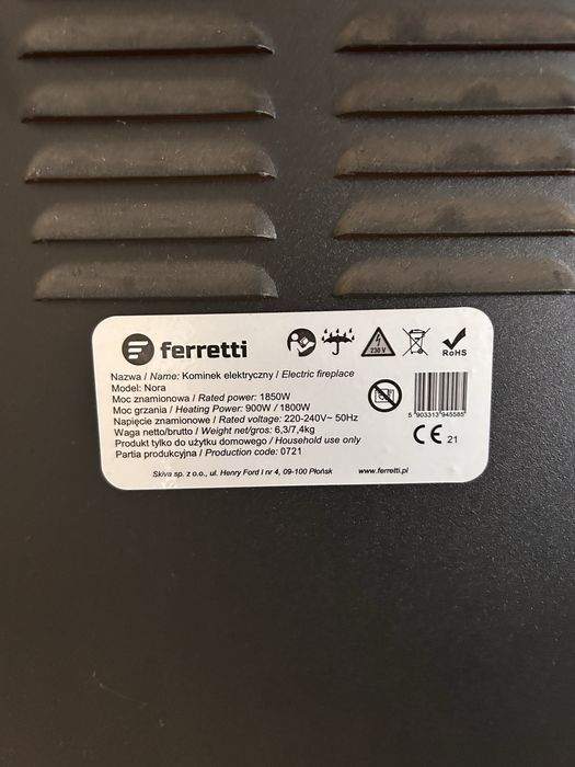 Kominek elektryczny ferretti