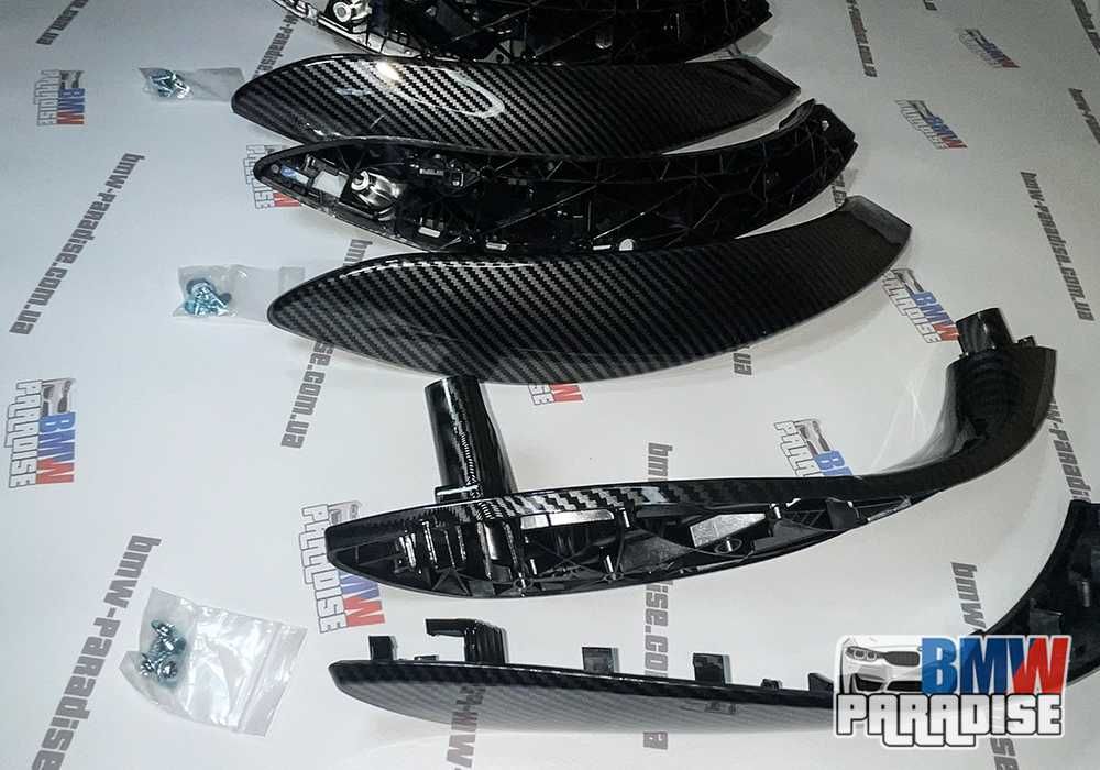 КОМПЛЕКТ карбоновые ручки + накладки на двери BMW F30 80 32 34 35