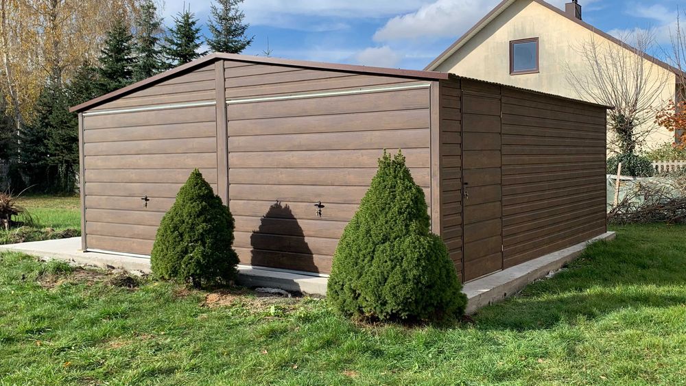 Garaż blaszany 6x5 z profila ocynkowanego grafit