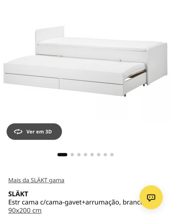 Cama Slakt Ikea solteiro com gavetao