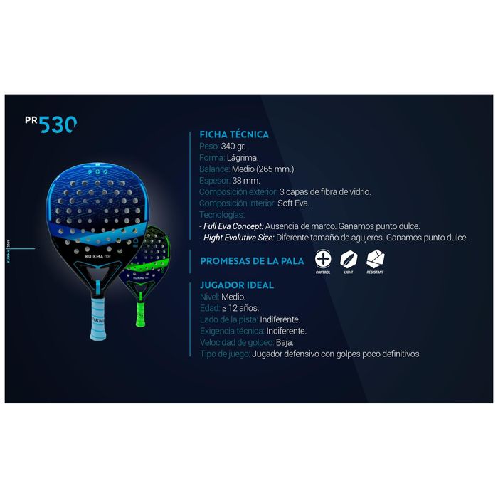 Raquete Padel adulto Kuikma PR530 verde