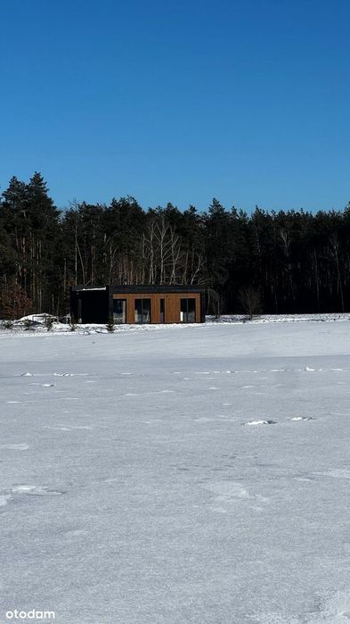 Nowoczesny dom 65m2 działka 1000m nad jeziorem przy lesie, kominek