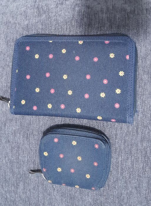 Carteira e porta moedas azul- ganga:conjunto