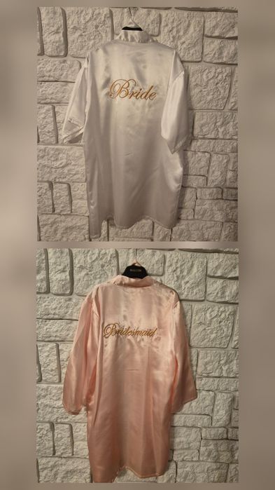 Szlafroki 5 sztuk panieńskie 4 różowe Druhny i 1 biały dla Panny Młodej