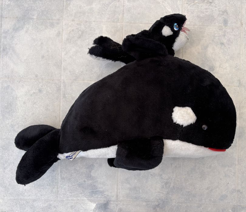 Peluche Orca com filhote - Sea World Orlando - 1989