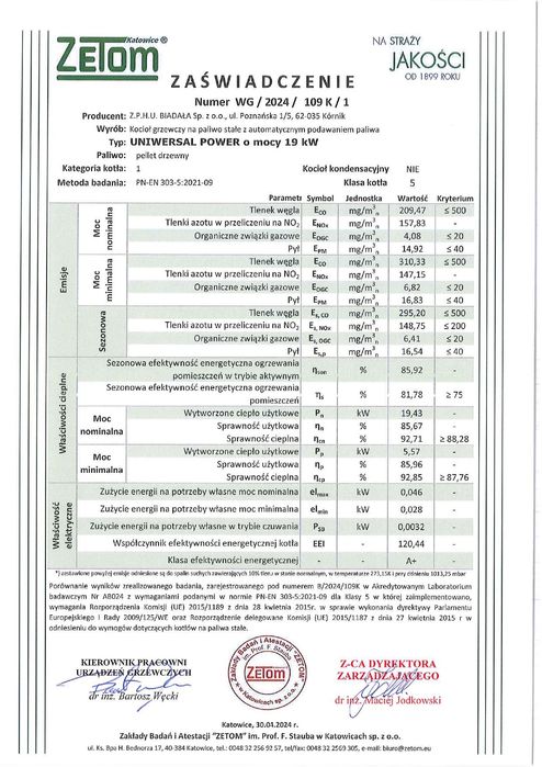 Kocioł, Piec - pellet, drewno, ekogroszek. UNIWERSAL POWER 19 kW