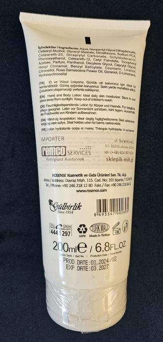 Rosesne odżywczy balsam do rąk i ciała z olejkiem różanym E&B5 vit  200 ml