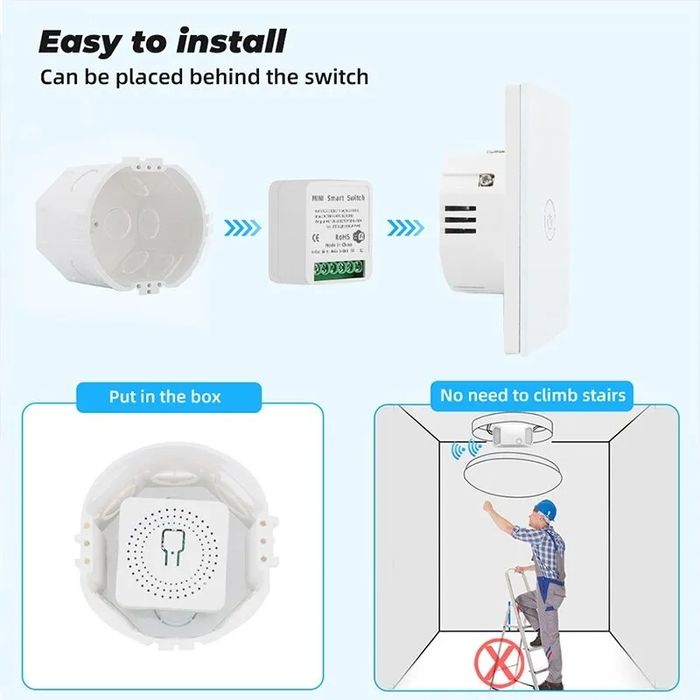 Interruptor inteligente relé WiFi tuya - para portões, luzes, tomadas,