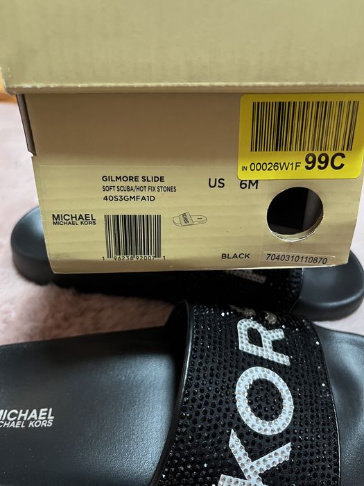 Michael Kors gilmore klapki sandałki z cyrkoniami czarne logo r 36