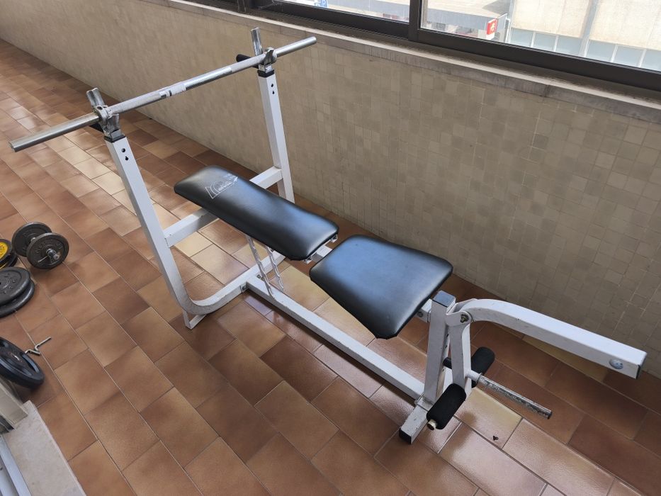 Weight Training Bench with Weights and Bars466064744939540480