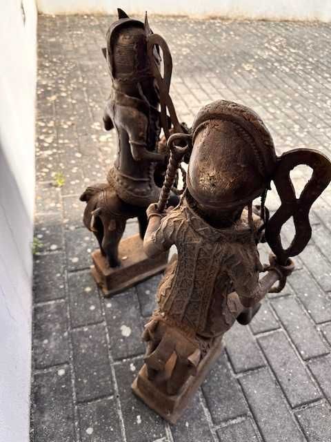 Cavaleiros em Bronze de Benin raro africano arte tribal - 75cm - 35KG