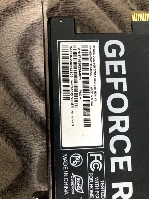 Palit GeForce RTX 4060 Dual 8GB GDDR6 — uszkodzona / niestabilna