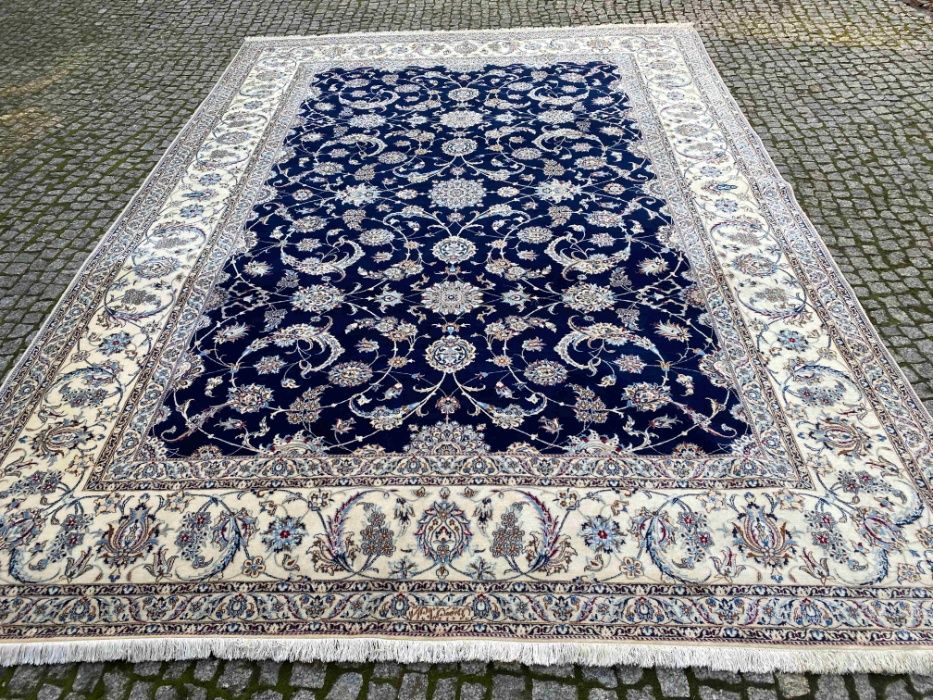 Nowy dywan perski Nain Habibian z jedwabiem 375x255 cm