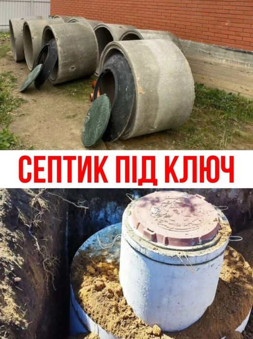Септик під ключ котлован доставка та підключеня. 5,8,25 м3. Гідробетон
