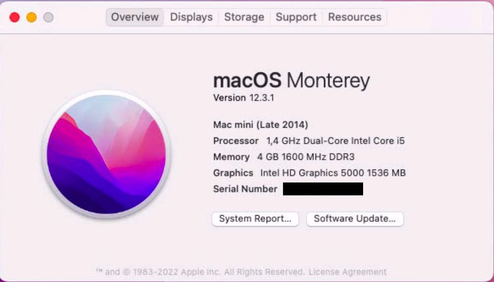 Mac mini Late 2014 i5 - 4GB RAM - 500GB SSD
