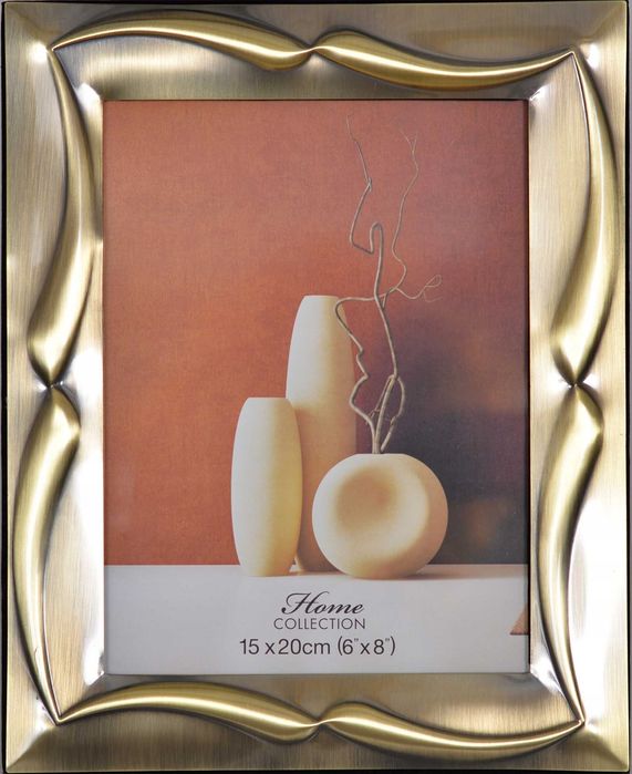 Ramka foto na zdjęcia do postawienia metalowa 15x20 matowe złoto W-255