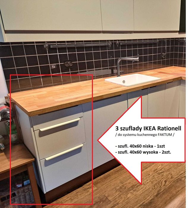 IKEA Rationell - komplet szuflad do szafki Faktum 40 / stan BDB