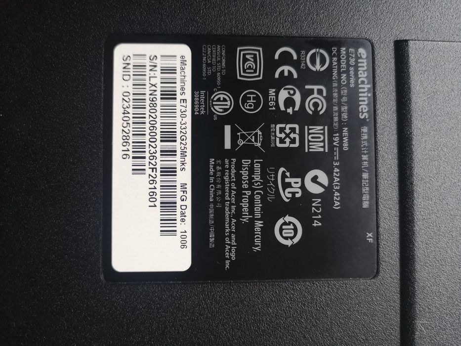 Laptop Emachines E730, i3, 4GB ram, SSD