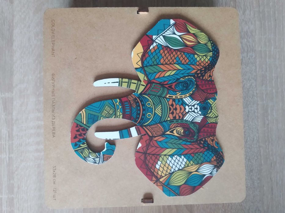 Фігурні дерев'яні пазли "Golden Elefant" (барвисті яскраві елементи)