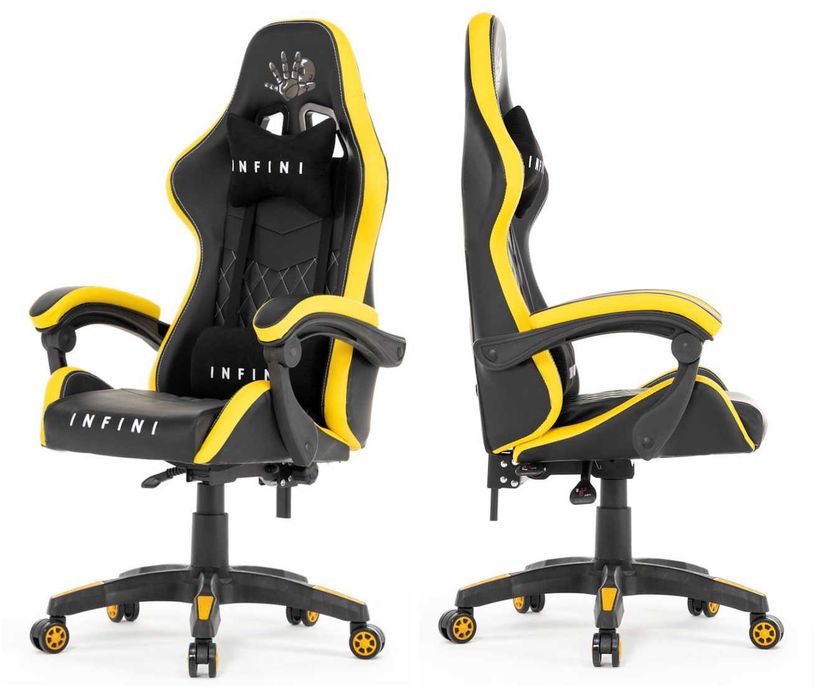 Nowoczesny Fotel z Regulacją Wysokości Infini Five Black/Yellow