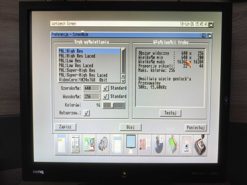 Monitor Benq LCD BL912 15kHz dla komputera Amiga, Atari