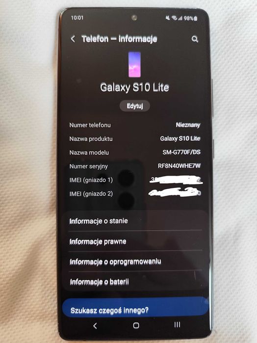 Samsung S10 LITE czarny . 8GB/128 GB 4 G