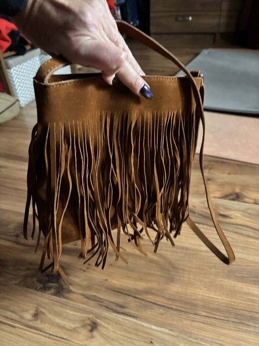 Torebka z frędzlami,brązowa torebka