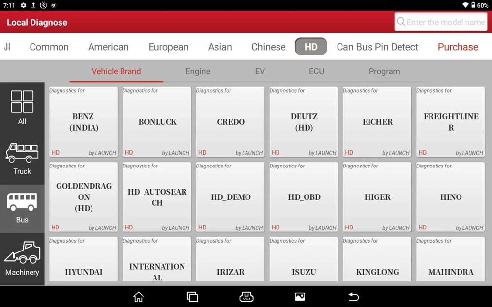Máquina Dignóstico Pesados, Ligeiros e Tratores OBD Launch X431 PRO3S+ SmartLink HD