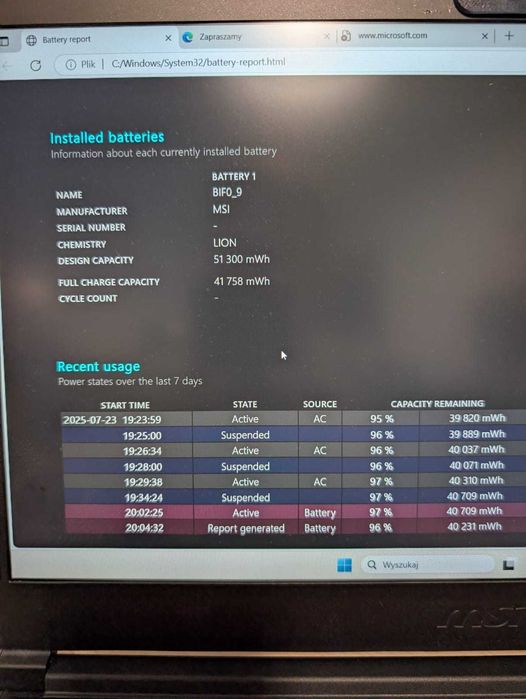 MSI GF63 Thin  40GB RAM, i7-11800H,  512GB SSD, Win 11, RTX3050 4GB