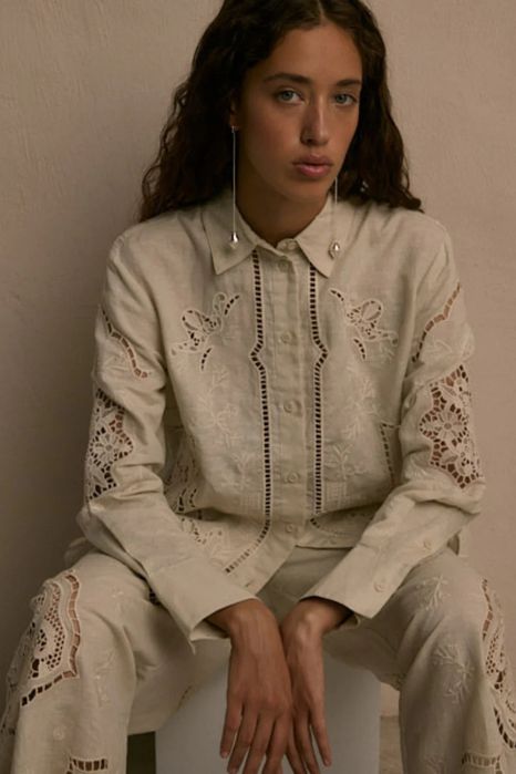 Неймовірна сорочка з вишивкою та мереживом рішельє від zara