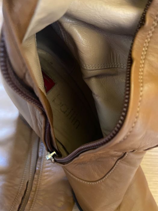 Jasnobrązowe karmelowe wysokie kozaki na wysokim obcasie Ballin 37