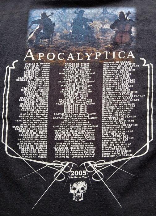 Винтаж туровый мерч футболка группы Apocalyptica 2005г