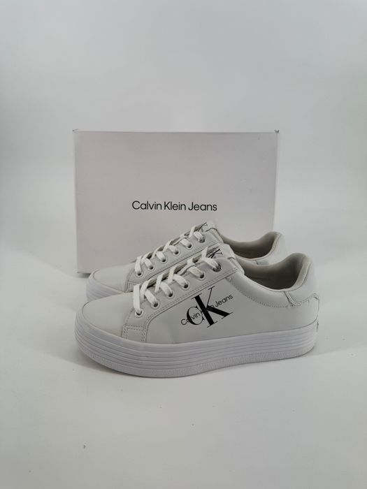 Calvin Klein sneakersy na platformie białe 40 skórzane buty vultc