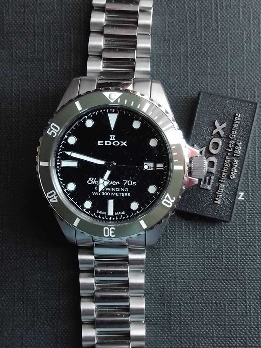 Акція!Новий Edox Skydiver 70s Black Dial Automatic Divers 801153VMNN 80115 3VM NN