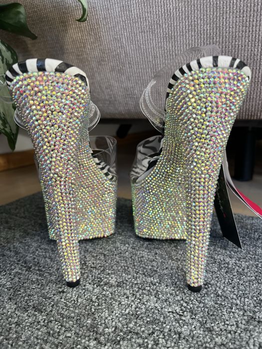 Szpilki Pole Dance 38 zebra cyrkonie nowe Roxie Luve jak pleaser