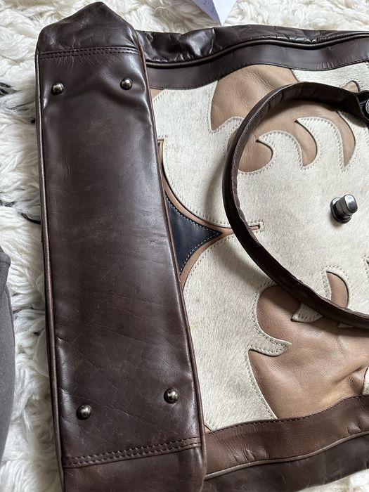 M Genuine leather sliczna torba skorzana z wlosiem