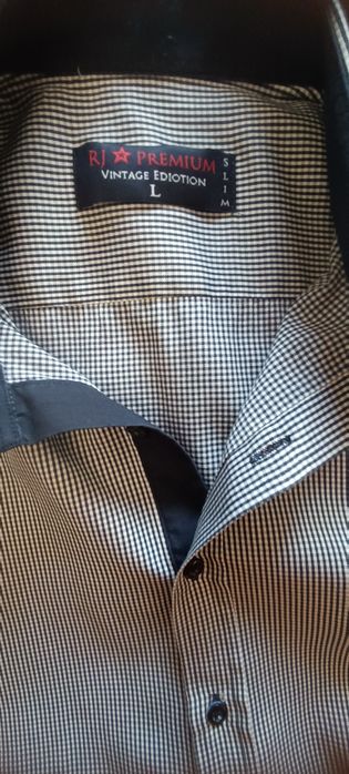 Koszula męska na krótki rękaw, kratka granatowo biała