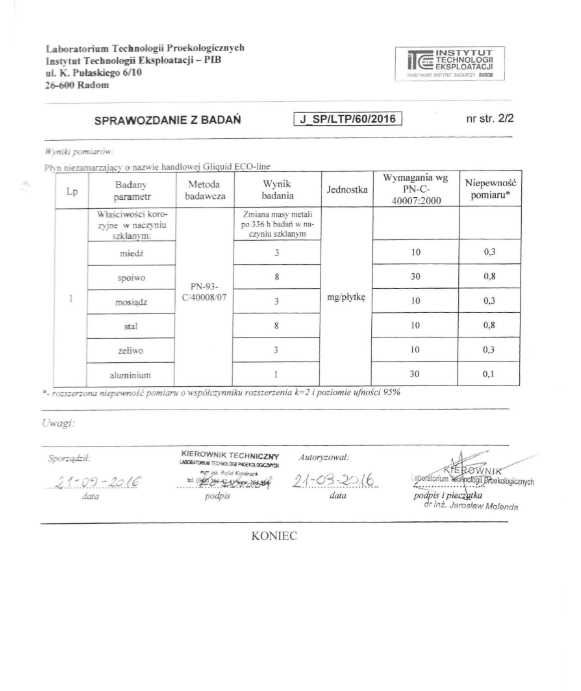 Koncentrat glikol propylenowy do C.O. -60°C 20L glikol ekologiczny