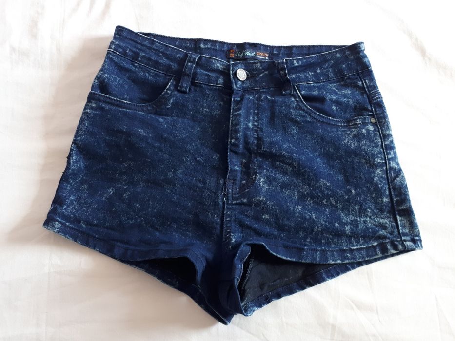 CROPP M spodenki jeans z wysokim stanem marmurki