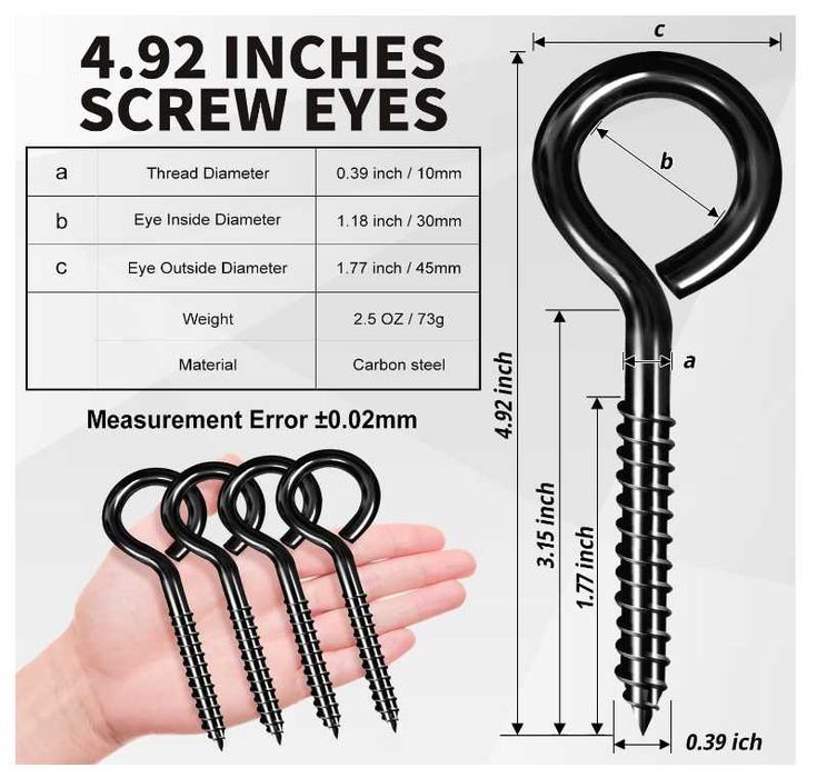 Parafusos de olhal grandes em aço inoxidável