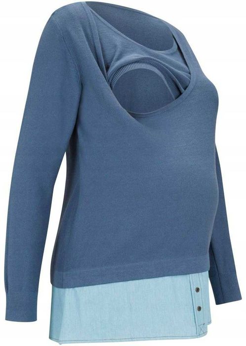 Bluza bawełniana dresowa z koszulową wstawką 44/46