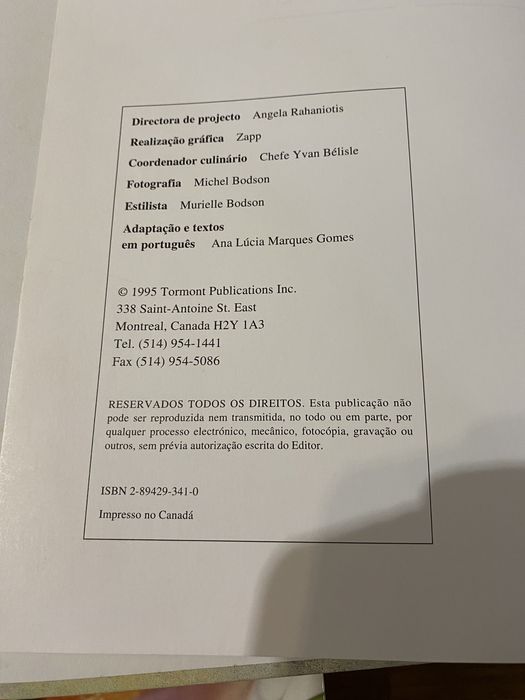 Livro de culinária Prazeres da Boa Mesa